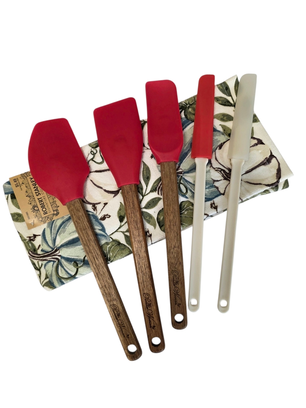 The Pioneer Woman Kitchen Set Red Silicone Spatula Set with Wood Handles